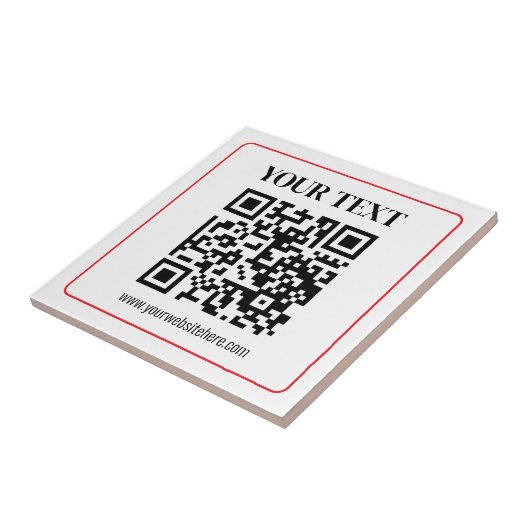 Eenvoudige zwart-wit QR-code met rode rand Tegeltje (Zijkant)
