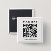 Eenvoudige zwart-wit QR-code met rode rand Vierkante Button 5,1 Cm (Voorkant /achterkant)
