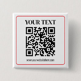Eenvoudige zwart-wit QR-code met rode rand Vierkante Button 5,1 Cm