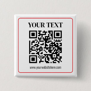 Eenvoudige zwart-wit QR-code met rode rand Vierkante Button 5,1 Cm