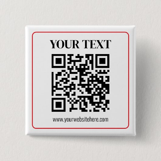 Eenvoudige zwart-wit QR-code met rode rand Vierkante Button 5,1 Cm (Voorkant)