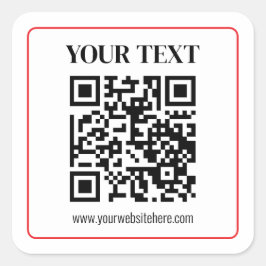 Eenvoudige zwart-wit QR-code met rode rand Vierkante Sticker