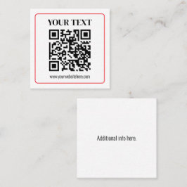 Eenvoudige zwart-wit QR-code met rode rand Vierkante Visitekaartje