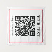 Eenvoudige zwart-wit QR-code met rode rand Wandkleed (Voorkant (horizontaal))