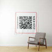 Eenvoudige zwart-wit QR-code met rode rand Wandkleed (In Situ (horizontaal))