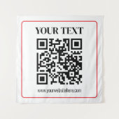 Eenvoudige zwart-wit QR-code met rode rand Wandkleed (Voorkant)