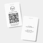 Eenvoudige Zwart-wit QR-code personeelsidentificat Badge (Voor- en achterkant)