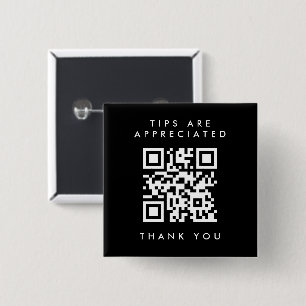 Eenvoudige zwart-wit QR Code Square Tip Vierkante Button 5,1 Cm