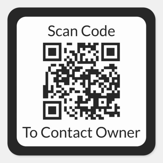 Eenvoudige zwart-wit QR-code verloren en gevonden Vierkante Sticker (Voorkant)