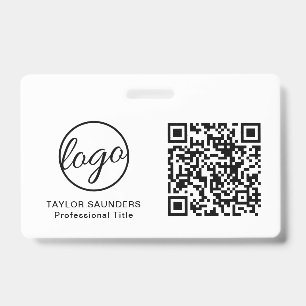Eenvoudige zwart-wit QR-code werknemer-ID Badge