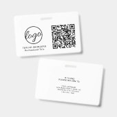 Eenvoudige zwart-wit QR-code werknemer-ID Badge (Voor- en achterkant)