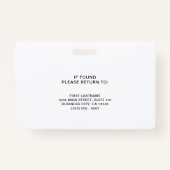 Eenvoudige zwart-wit QR-code werknemer-ID Badge (Achterkant)