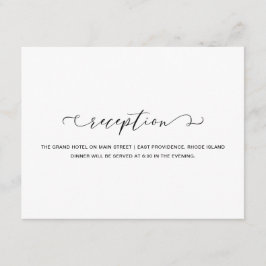 Eenvoudige zwart-wit receptie bruiloft informatiekaartje