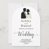 Eenvoudige zwart-wit romantische elegante bruiloft kaart (Voorkant)