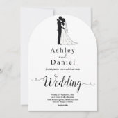 Eenvoudige zwart-wit romantische paar bruiloft kaart (Voorkant)