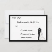 Eenvoudige zwart-wit romantische paar bruiloft RSVP kaartje (Voorkant)