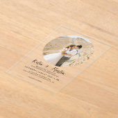 Eenvoudige zwart-wit ronde foto bruiloft acryl uitnodigingen (Laagn)