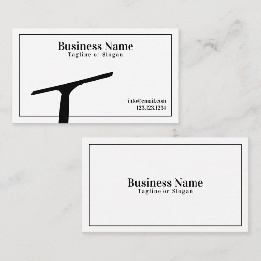 Eenvoudige zwart-wit ruitreiniging met rubberen ru visitekaartje (Voorkant / Achterkant)