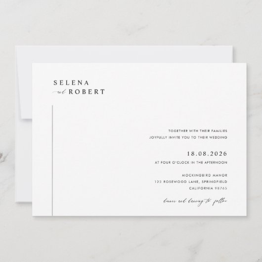 Eenvoudige zwart-wit rustieke foto bruiloft kaart (Achterkant)