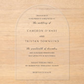 Eenvoudige zwart-wit schone bruiloft acryl uitnodigingen (Voorkant)