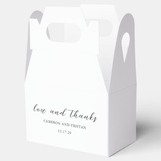 Eenvoudige zwart-wit schone bruiloft bedankdoosjes (Geopend)