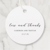 Eenvoudige zwart-wit schone bruiloft bedankjes labels (Voorkant)