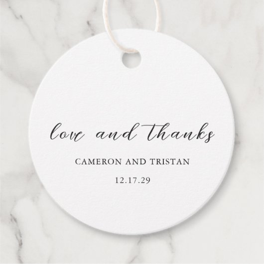 Eenvoudige zwart-wit schone bruiloft bedankjes labels (Voorkant)