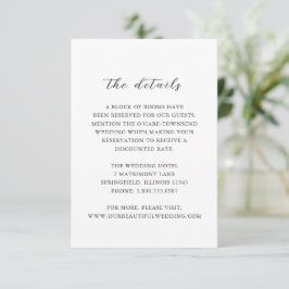 Eenvoudige zwart-wit schone bruiloft informatiekaartje