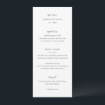 Eenvoudige zwart-wit schone bruiloft menu<br><div class="desc">Modern huwelijksmenu met een eenvoudig ontwerp met klassieke seriële en elegante scriptlettertypen.</div>