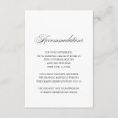 Eenvoudige zwart wit script bruiloft accommodaties informatiekaartje (Voorkant)