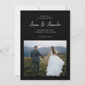 Eenvoudige zwart wit script foto bruiloft save the date (Voorkant)