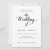 Eenvoudige zwart-wit script minimalistische bruilo kaart (Voorkant)