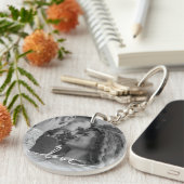 Eenvoudige zwart-wit script paar foto sleutel ring sleutelhanger (Voorkant Rechts)