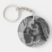 Eenvoudige zwart-wit script paar foto sleutel ring sleutelhanger (Voorkant)
