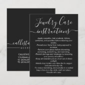 Eenvoudige Zwart Wit Script Sieraden Care Kaart Notitiekaartje (Voorkant / Achterkant)