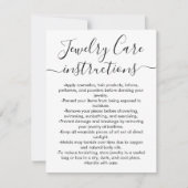 Eenvoudige Zwart Wit Script Sieraden Care Kaart Notitiekaartje (Voorkant)