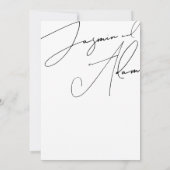 Eenvoudige zwart wit script typografie bruiloft kaart (Achterkant)