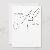 Eenvoudige zwart-wit Script Typografie Bruiloft Kaart (Achterkant)