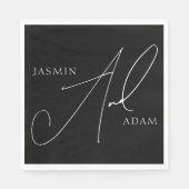 Eenvoudige zwart-wit Script Typografie Bruiloft Servet (Voorkant)