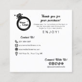 Eenvoudige zwart-wit sieraden verzorging instructi vierkante visitekaartje (Achterkant)