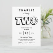 Eenvoudige zwart-wit Snoopy 2e verjaardag Kaart (Staand voorkant)