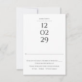 Eenvoudige zwart-wit speciale datum bruiloft RSVP kaartje (Voorkant)