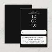 Eenvoudige zwart-wit speciale datum bruiloft RSVP kaartje (Voorkant / Achterkant)