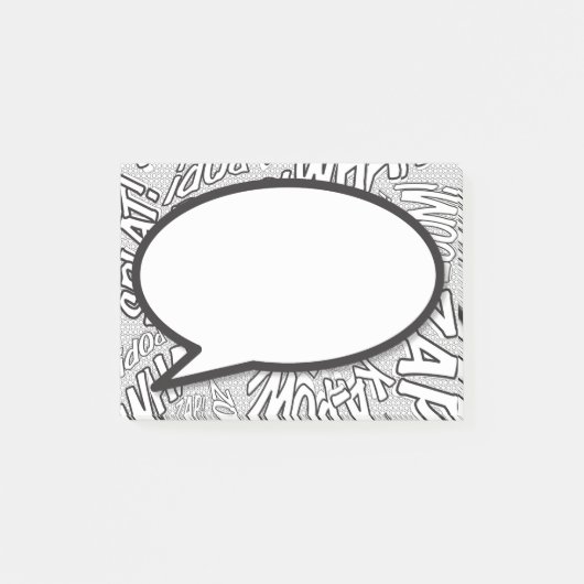 Eenvoudige zwart-wit strip spraakballon post-it® notes (Voorkant)
