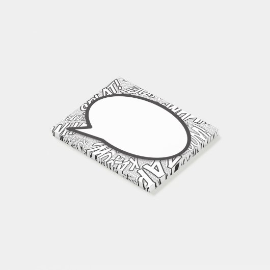 Eenvoudige zwart-wit striptekstballon post-it® notes (Schuin)