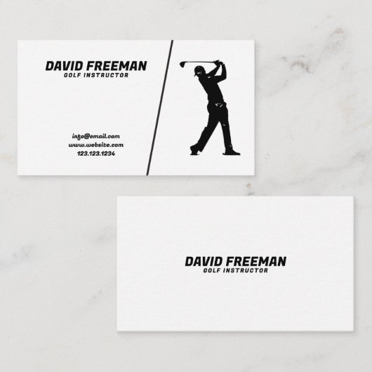 Eenvoudige zwart-wit Swing Golf instructeur Visitekaartje (Voorkant / Achterkant)