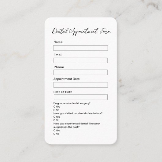 Eenvoudige zwart-wit tandarts Afspraakkaart Afsprakenkaartje (Voorkant)