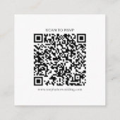Eenvoudige zwart-wit tekst QR-code RSVP Informatiekaartje (Achterkant)