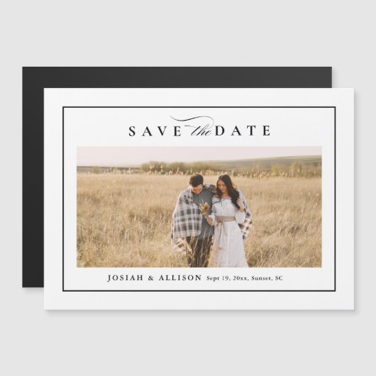 Eenvoudige zwart-wit trouwfoto Opslaan van de datu (Voorkant / Achterkant)