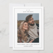Eenvoudige zwart-wit trouwfoto save the date (Voorkant)